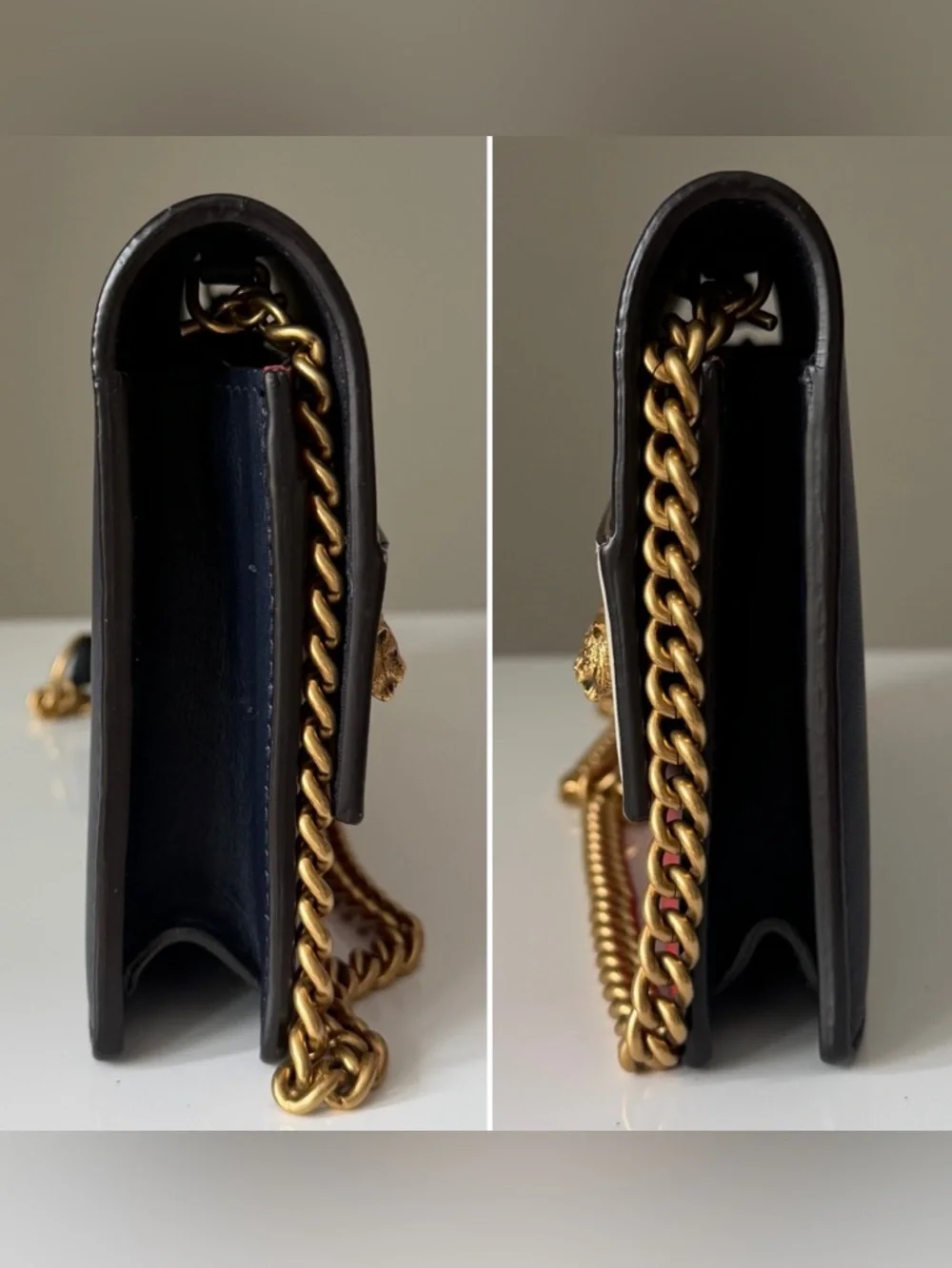 Gucci Animalier Tiger Stud Chain Wallet WOC Blue Red White Leather Crossbody Bag - Picture 6 of 12